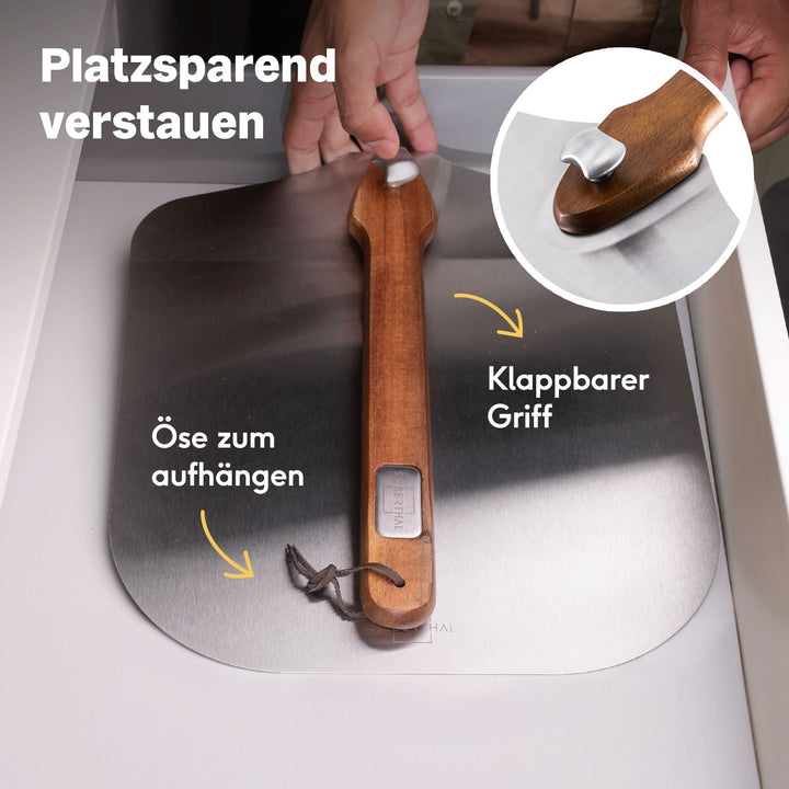 Pizzaschieber mit Wiegemesser Set