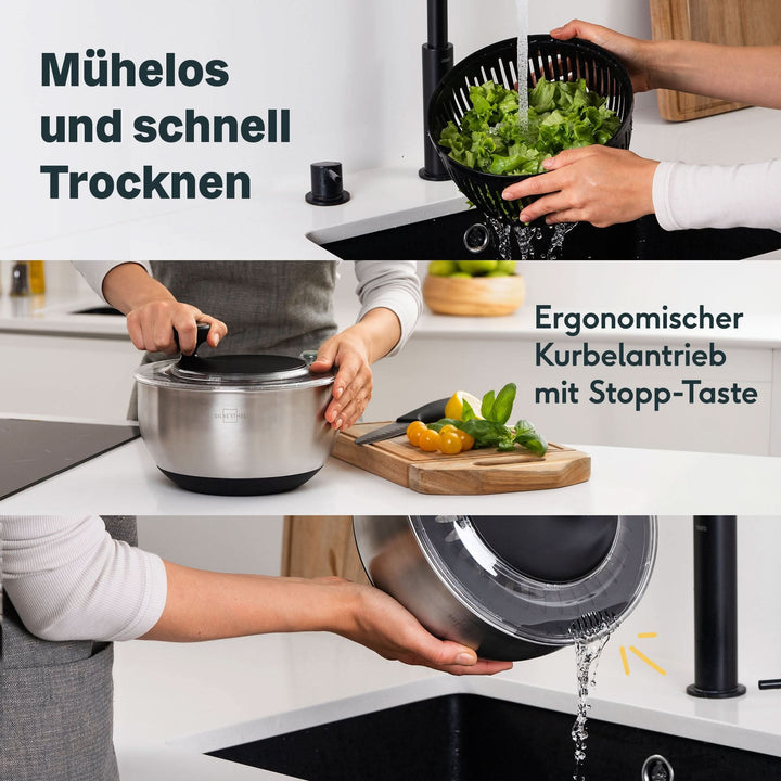 Salatschleuder aus Edelstahl