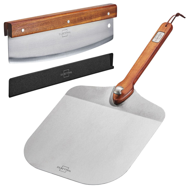 Pizzaschieber mit Wiegemesser Set