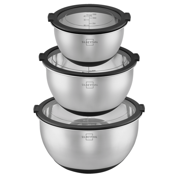 Edelstahlschüsseln mit Deckel - 3er Set