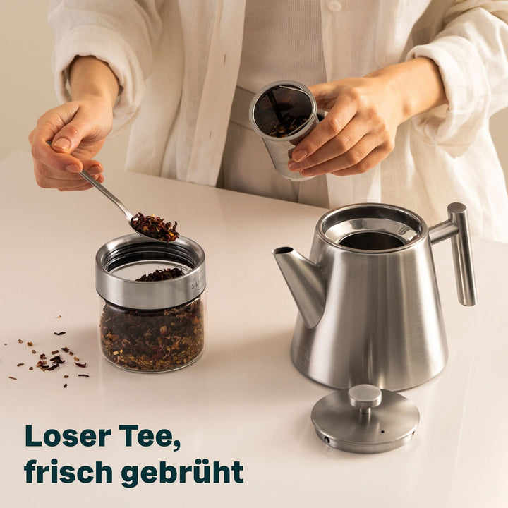 Doppelwandige Edelstahl Teekanne