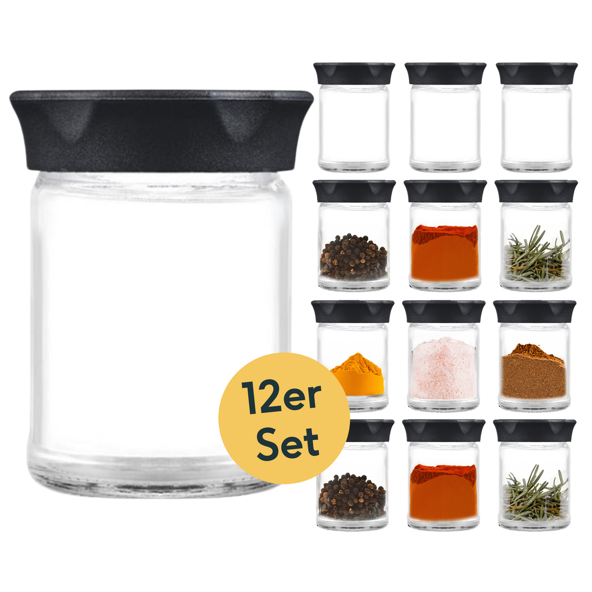 Gewürzgläser mit Schraubverschluss12er Set