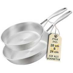 2er-Pfannenset Unbeschichtet - 24 + 28 cm