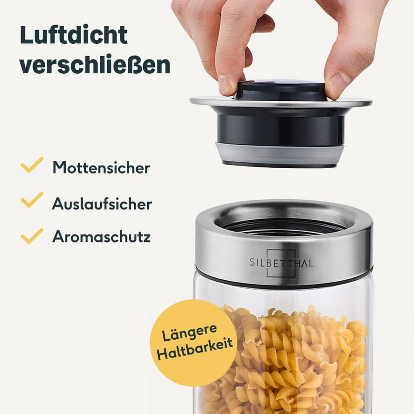 VA1KENE Milchkrug Aus Glas - 1 Liter Luftdichter Krug Mit Ausgießer Für Muttermilch, Eistee & Kaltgetränke