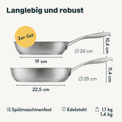 Pfannen 2er- Set - 24 + 28 cm - Beschichtet