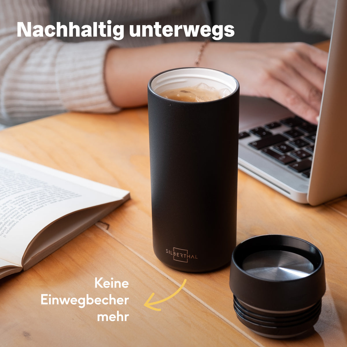 Thermobecher Schwarz Matt