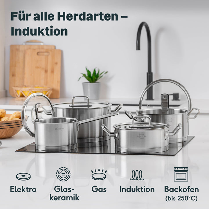 Pfannen & Topfset Unbeschichtet 9-teilig