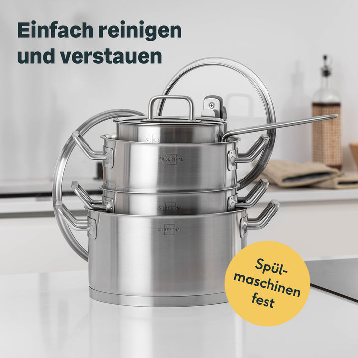 Pfannen & Topfset Unbeschichtet 9-teilig