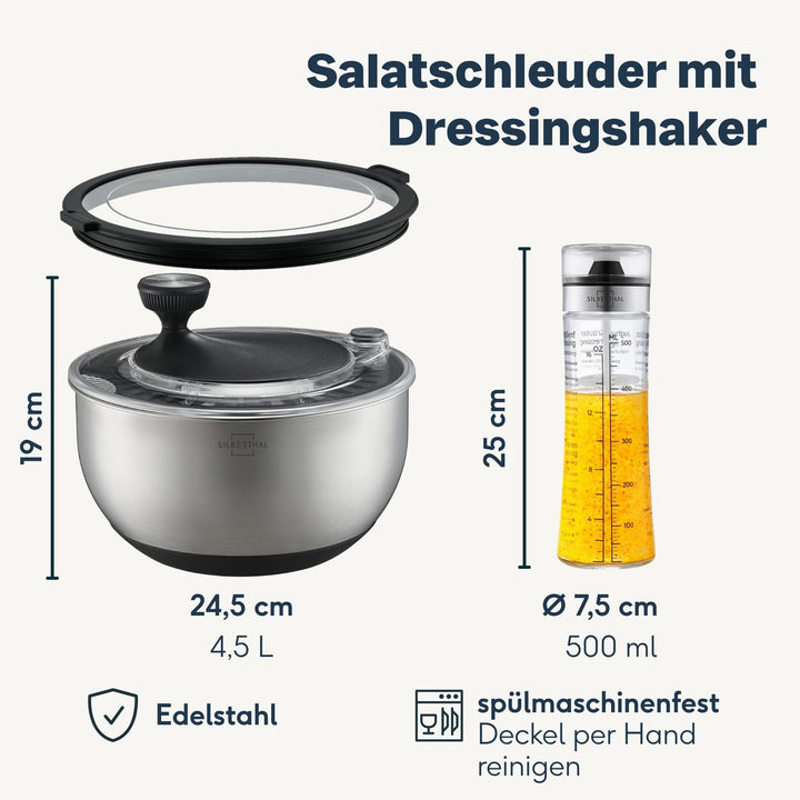 Salatschleuder Set mit Dressing Shaker
