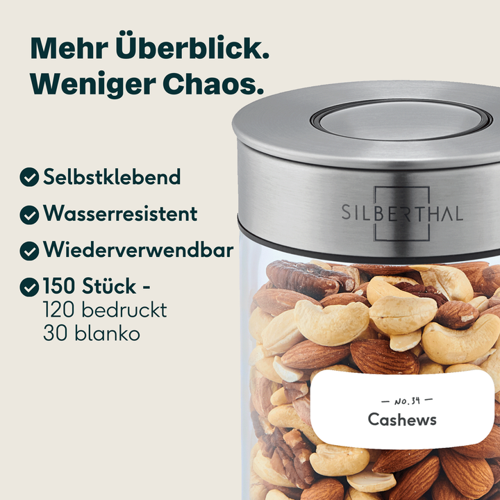 150 Vorratsgläser Etiketten