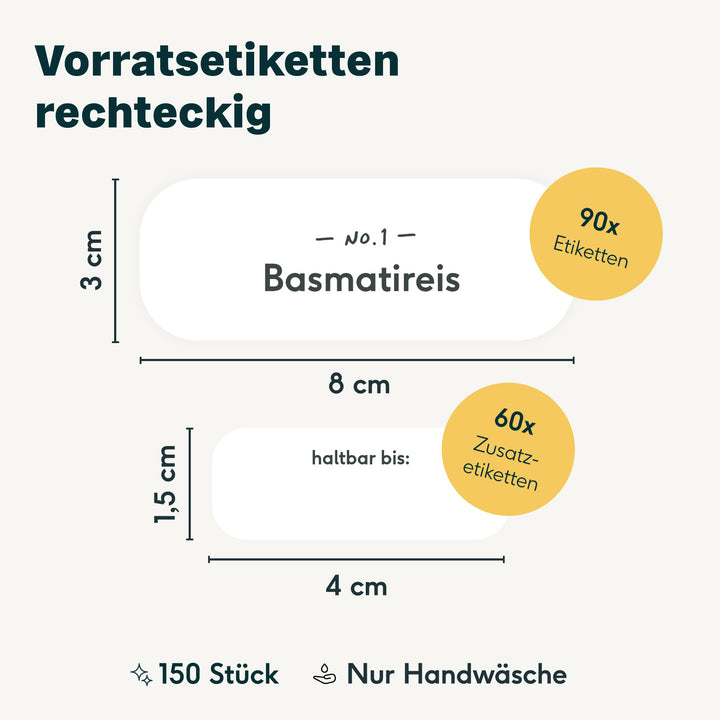 150 Vorratsgläser Etiketten eckig