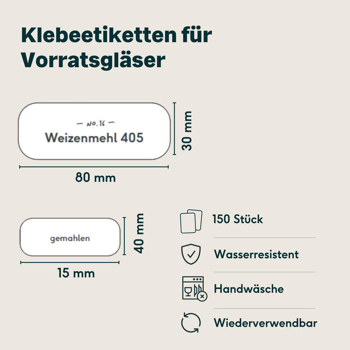 150 Vorratsgläser Etiketten