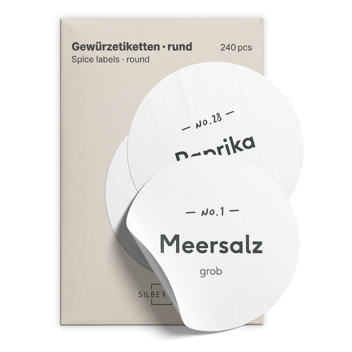 240 Etiketten Gewürzgläser Rund