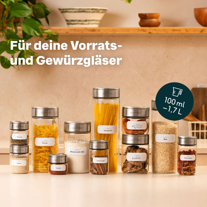 240 Etiketten Gewürzgläser Rund