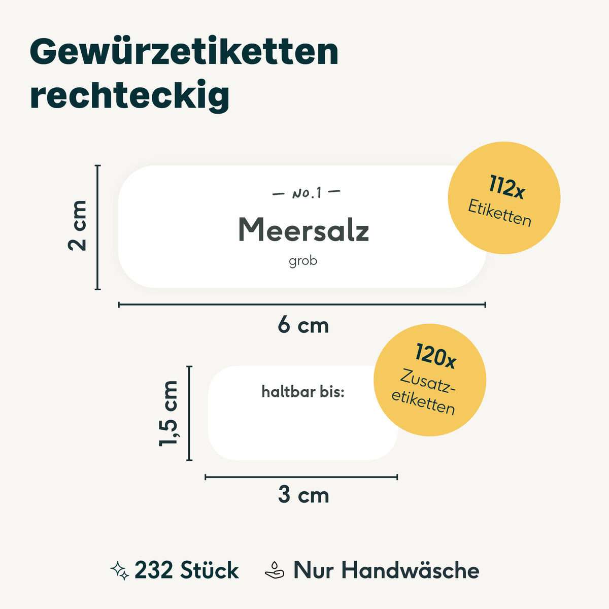 232 Etiketten für Gewürzgläser eckig