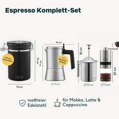 Espressokocher 4 Tassen Set 4-teilig