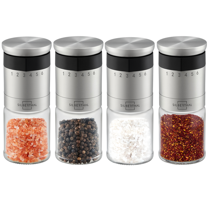 Salz und Peffermühle mit Einstellring 4er Set