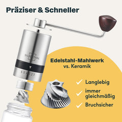 Espressokocher 6 Tassen mit Kaffeemühle & Milchaufschäumer