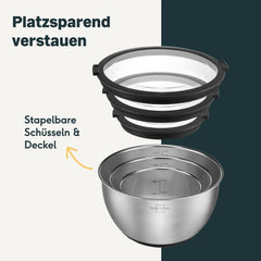 Edelstahlschüsseln mit Deckel - 3er Set