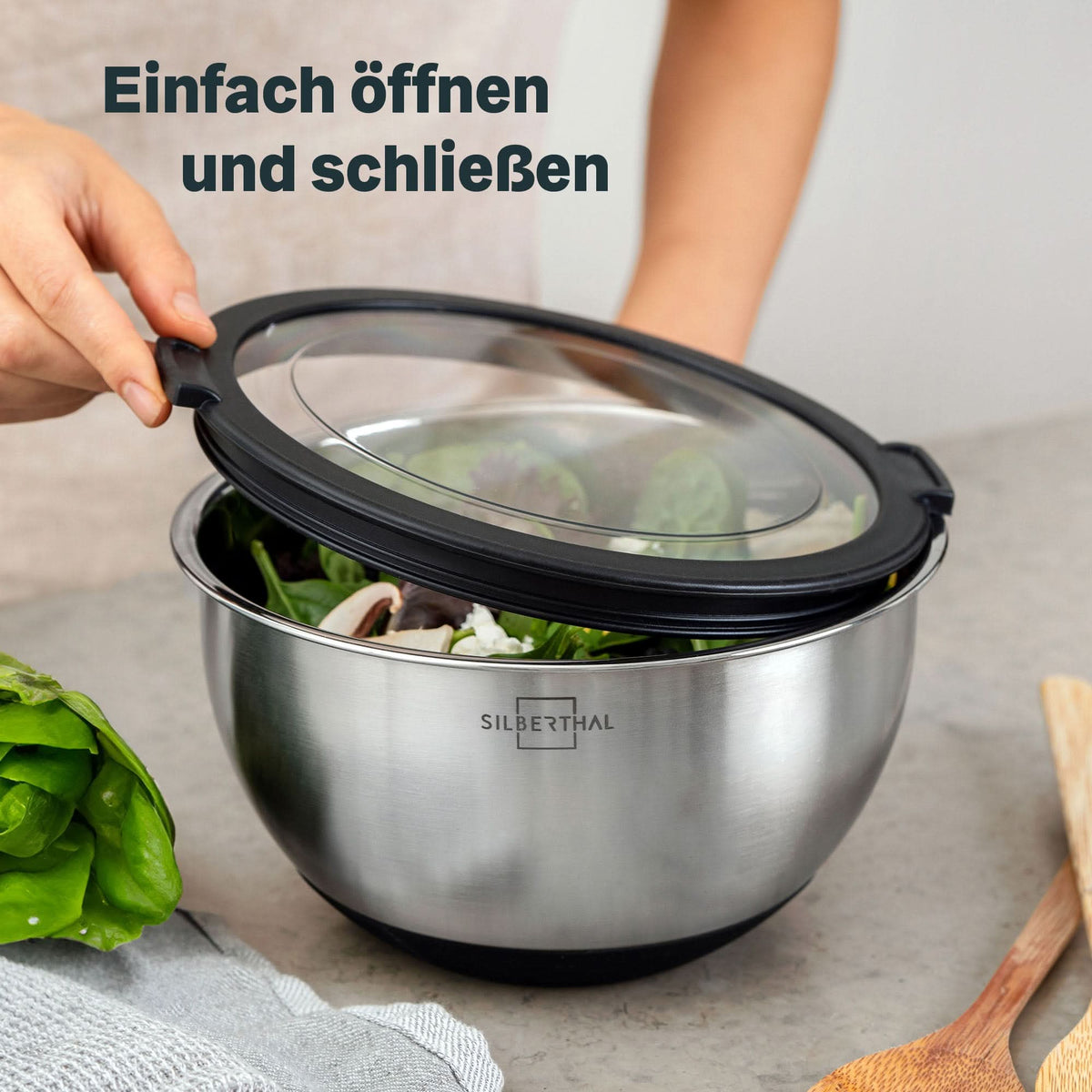 Edelstahlschüsseln mit Deckel - Set