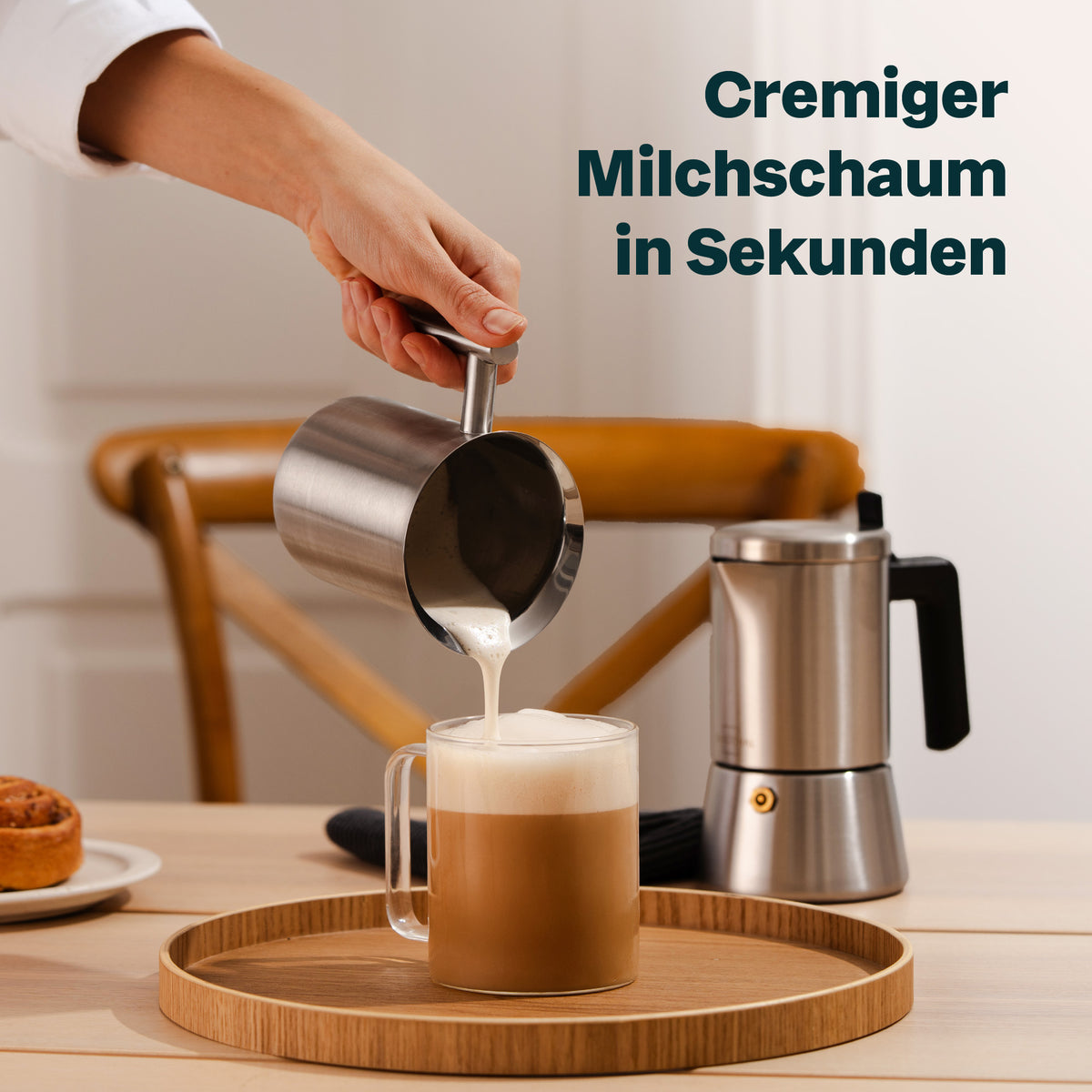 Espressokocher mit Milchaufschäumer Set