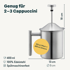 Espressokocher 6 Tassen mit Milchaufschäumer