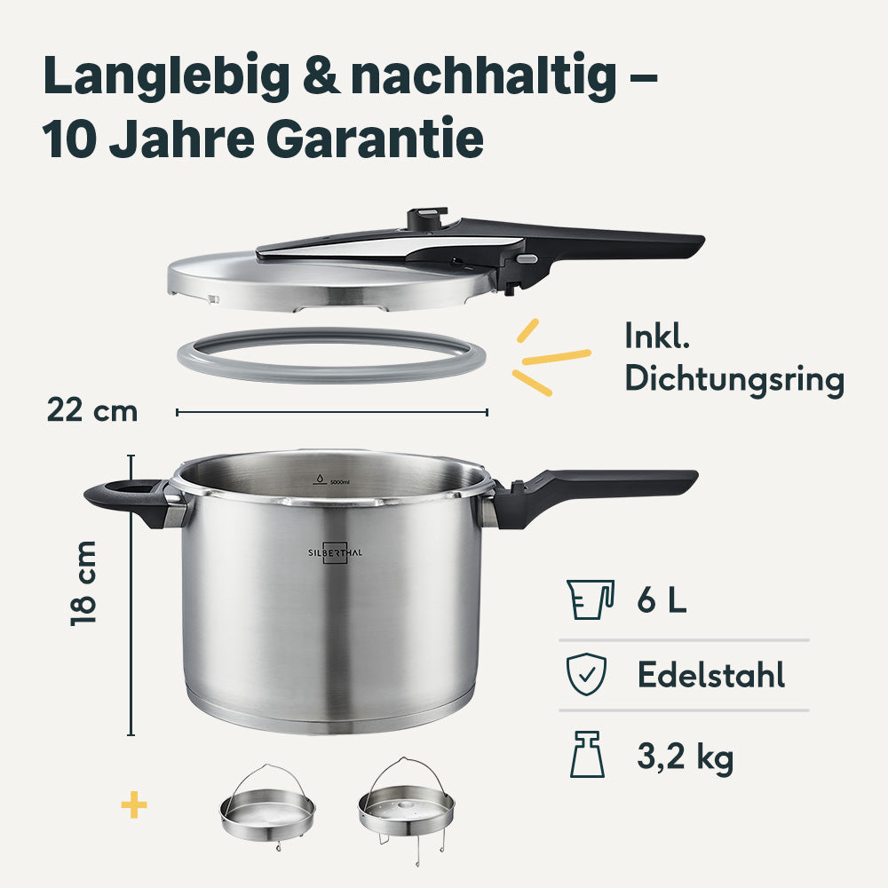 Steinbach Schnellkochtopf Set 3 + 6 Liter Schnellkochtopf - 6 Liter - Induktion - Angebot