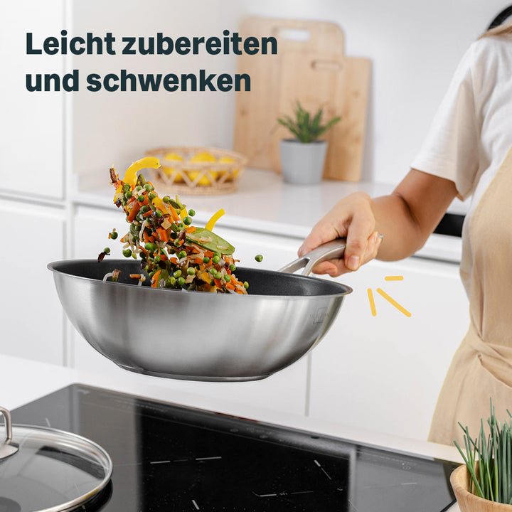 cm aus Ø 28 Edelstahl Wokpfanne - Induktion