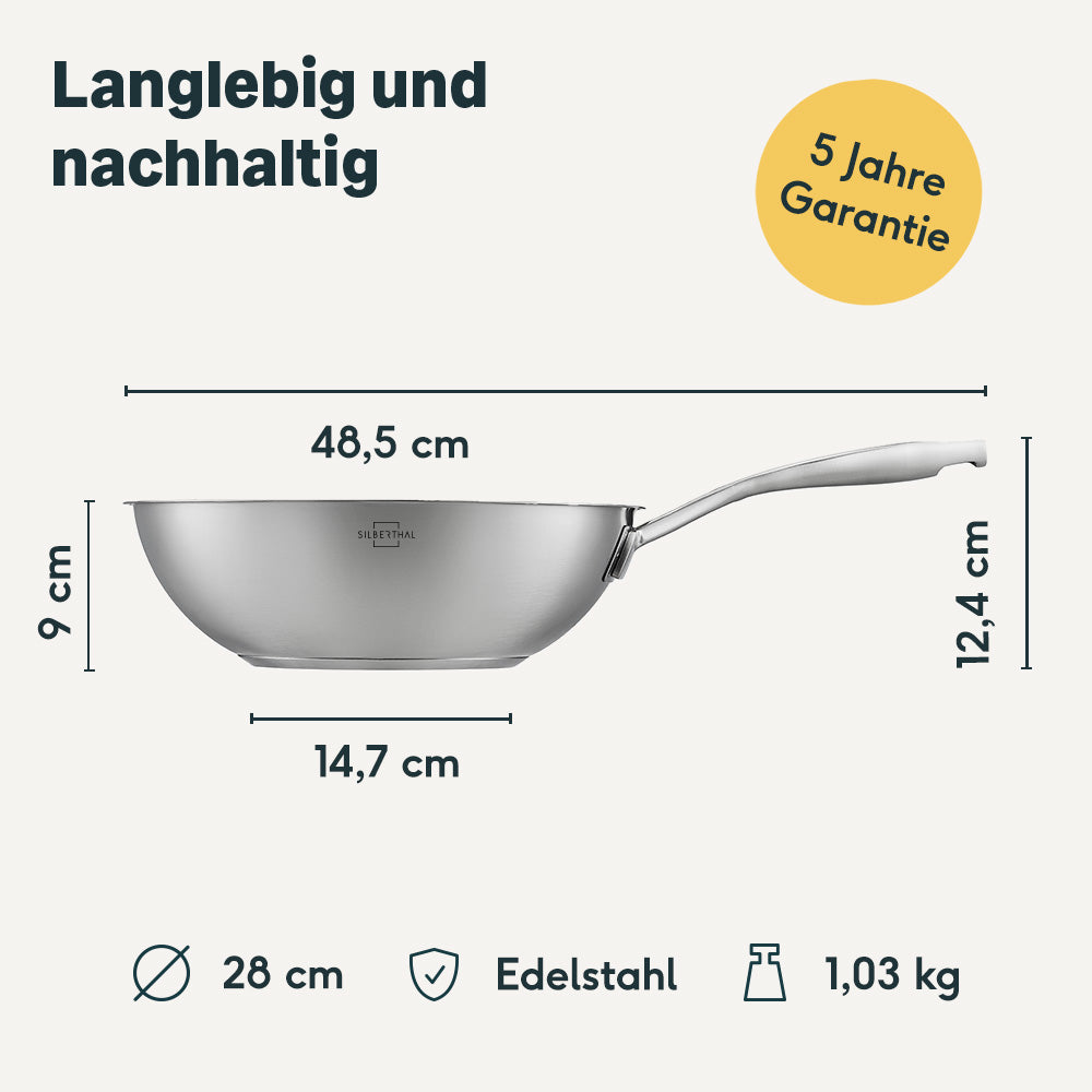 28 Ø - aus Wokpfanne Induktion Edelstahl cm