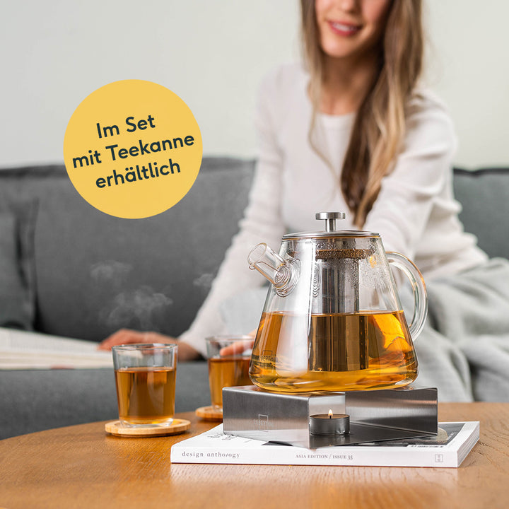 Stövchen aus Edelstahl - Teelicht - für gemütliche Teestunden