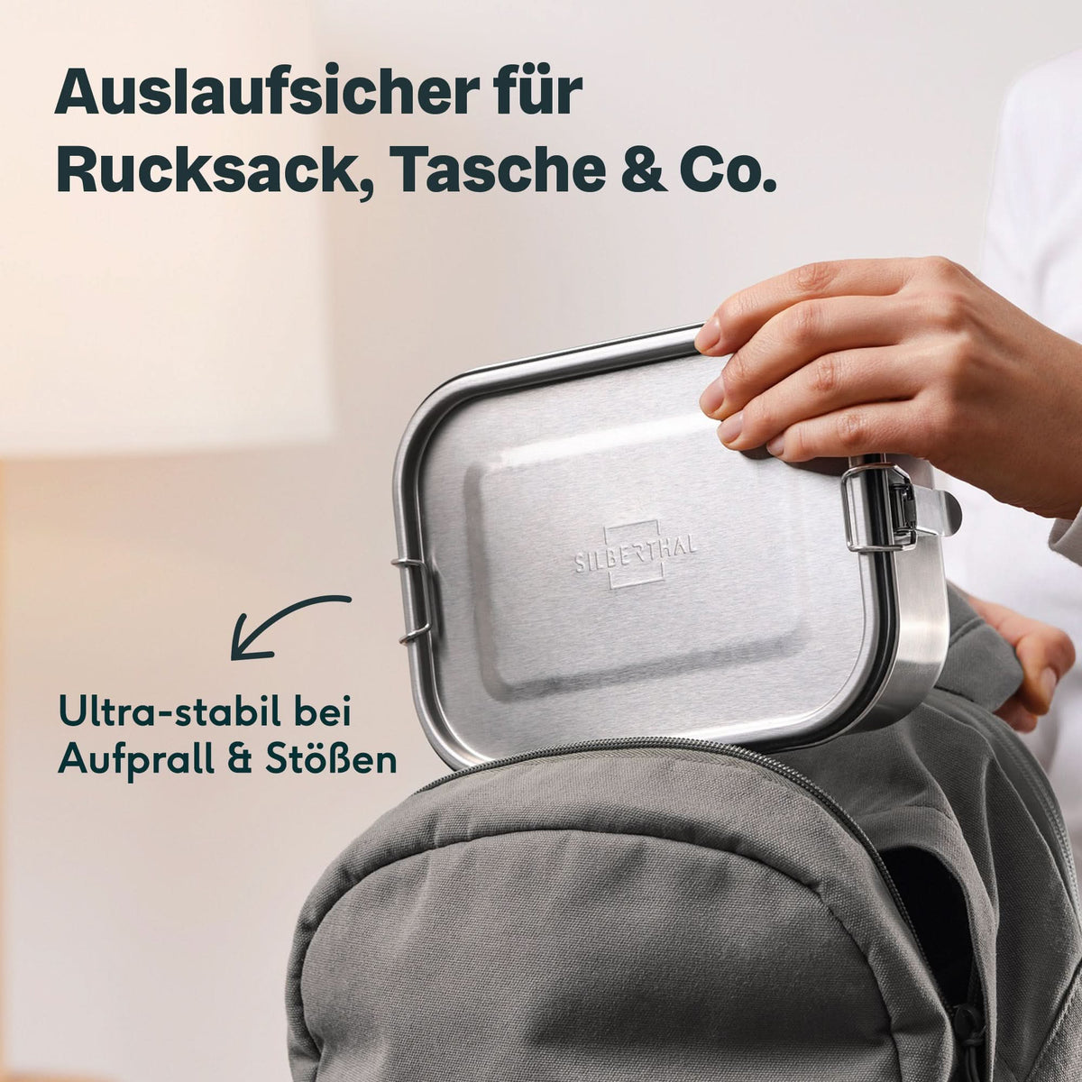 Große Brotdose aus Edelstahl