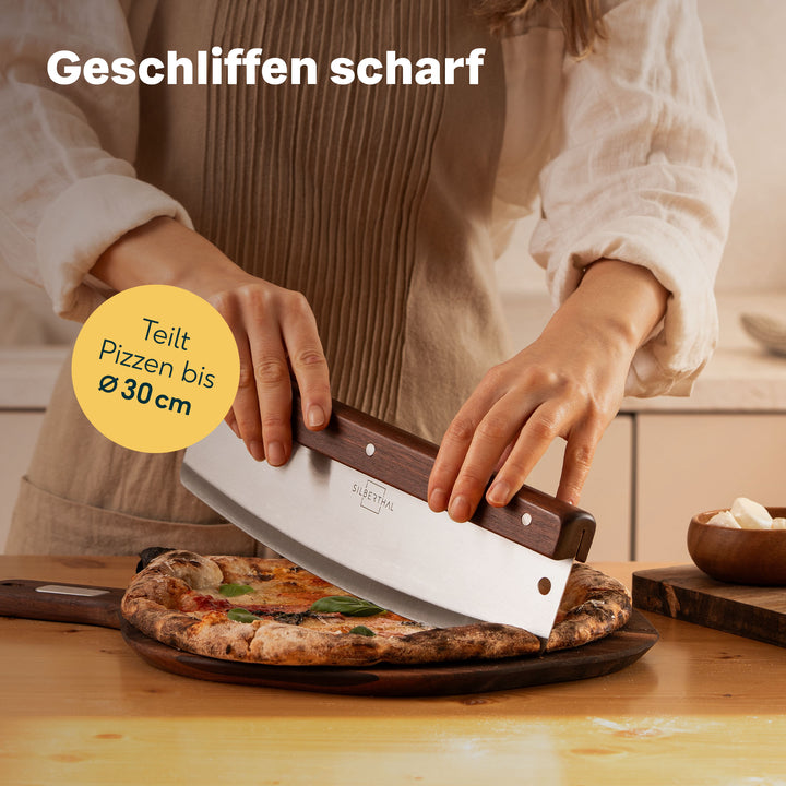 Pizzaschieber mit Wiegemesser Set