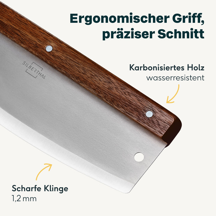 Pizzaschieber mit Wiegemesser Set