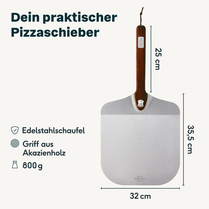Pizzaschieber Set mit Pizzastein