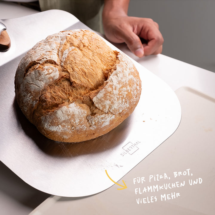 Pizzaschieber aus Edelstahl -  Ø 30 cm - drehbarer Holzgriff