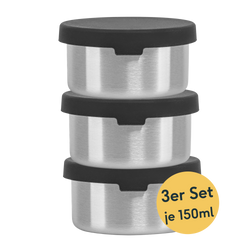 3x Mini-Dose aus Edelstahl Set