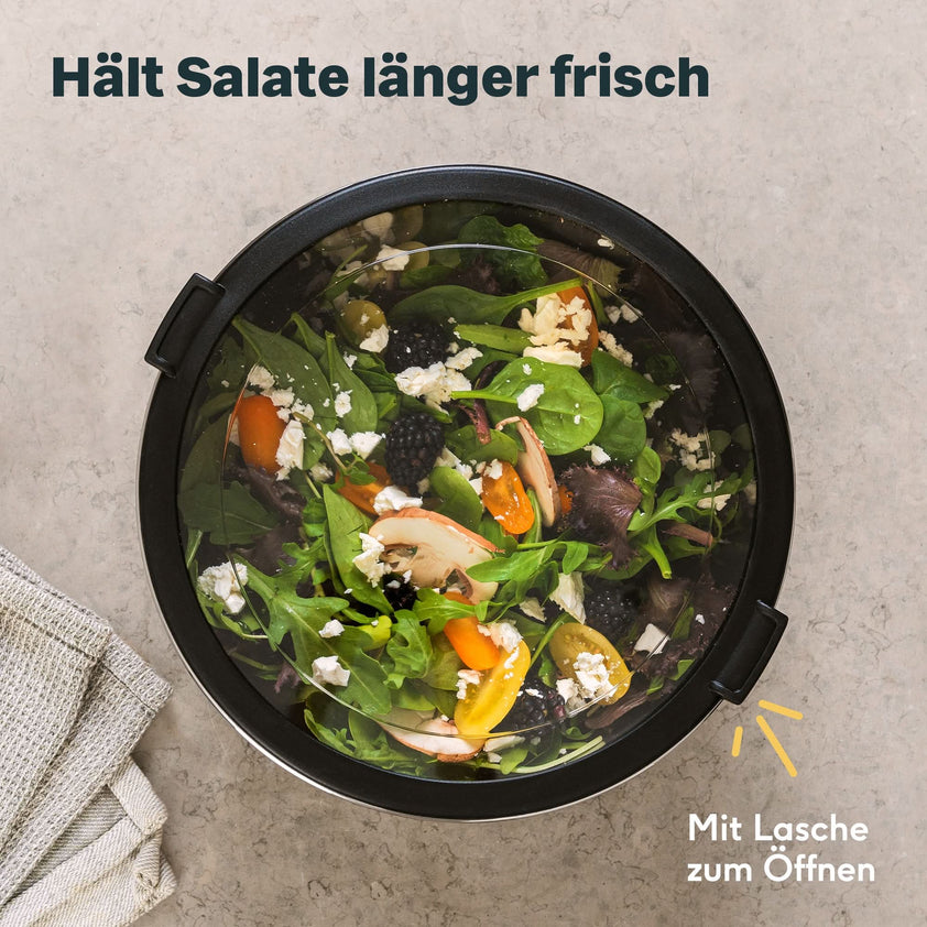Petyoung Salatschleuder Edelstahl 5 Liter - Mit Rutschfestem Boden