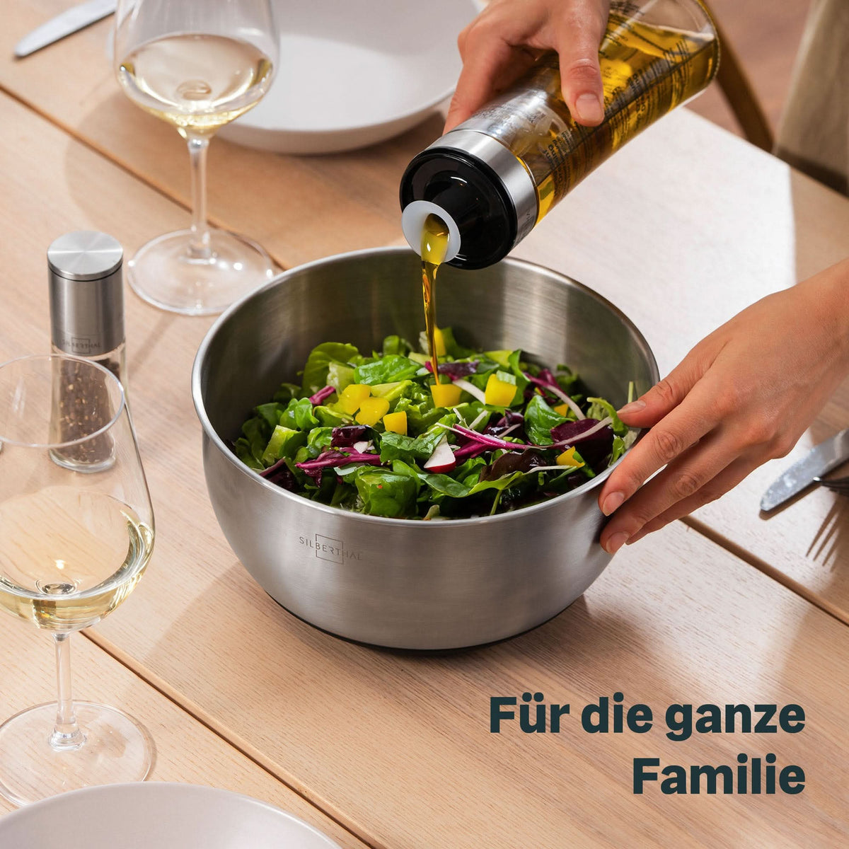 Salatschleuder aus Edelstahl
