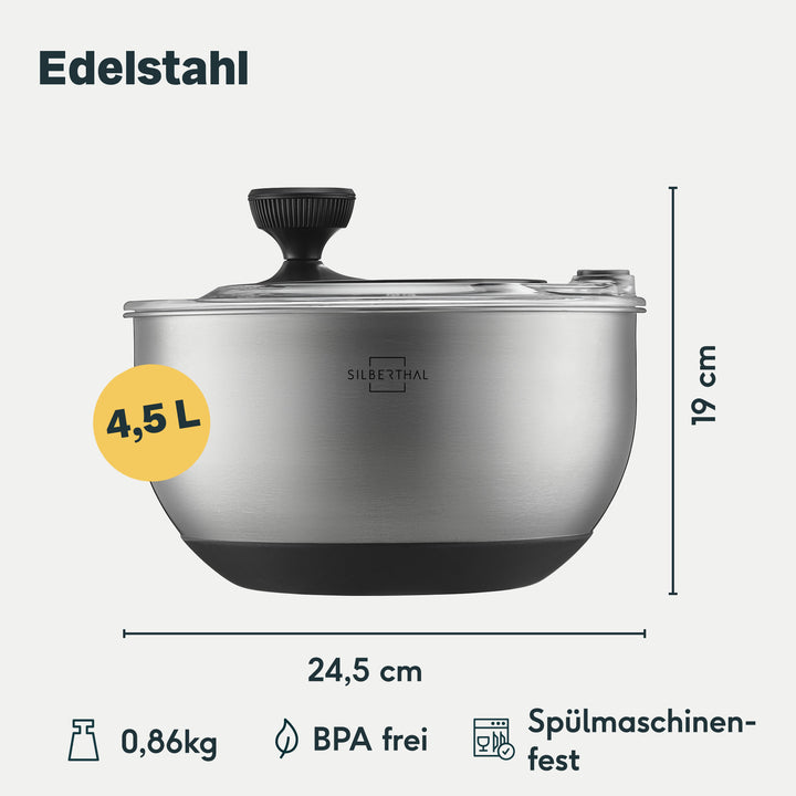 Salatschleuder aus Edelstahl
