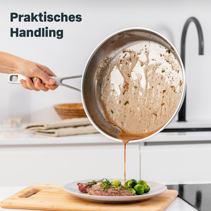 Edelstahlpfanne 28 cm Unbeschichtet