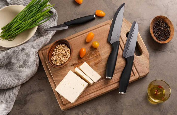 3-teiliges Keramikmesser Set mit Klingenschutz für jede Küche