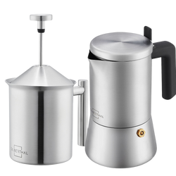 Espressokocher mit Milchaufschäumer Set