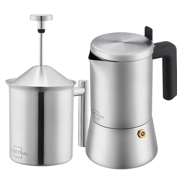 Espressokocher mit Milchaufschäumer Set