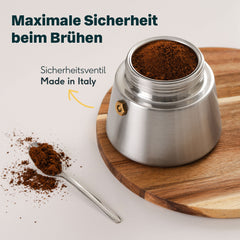 Espressokocher 6 Tassen mit Milchaufschäumer