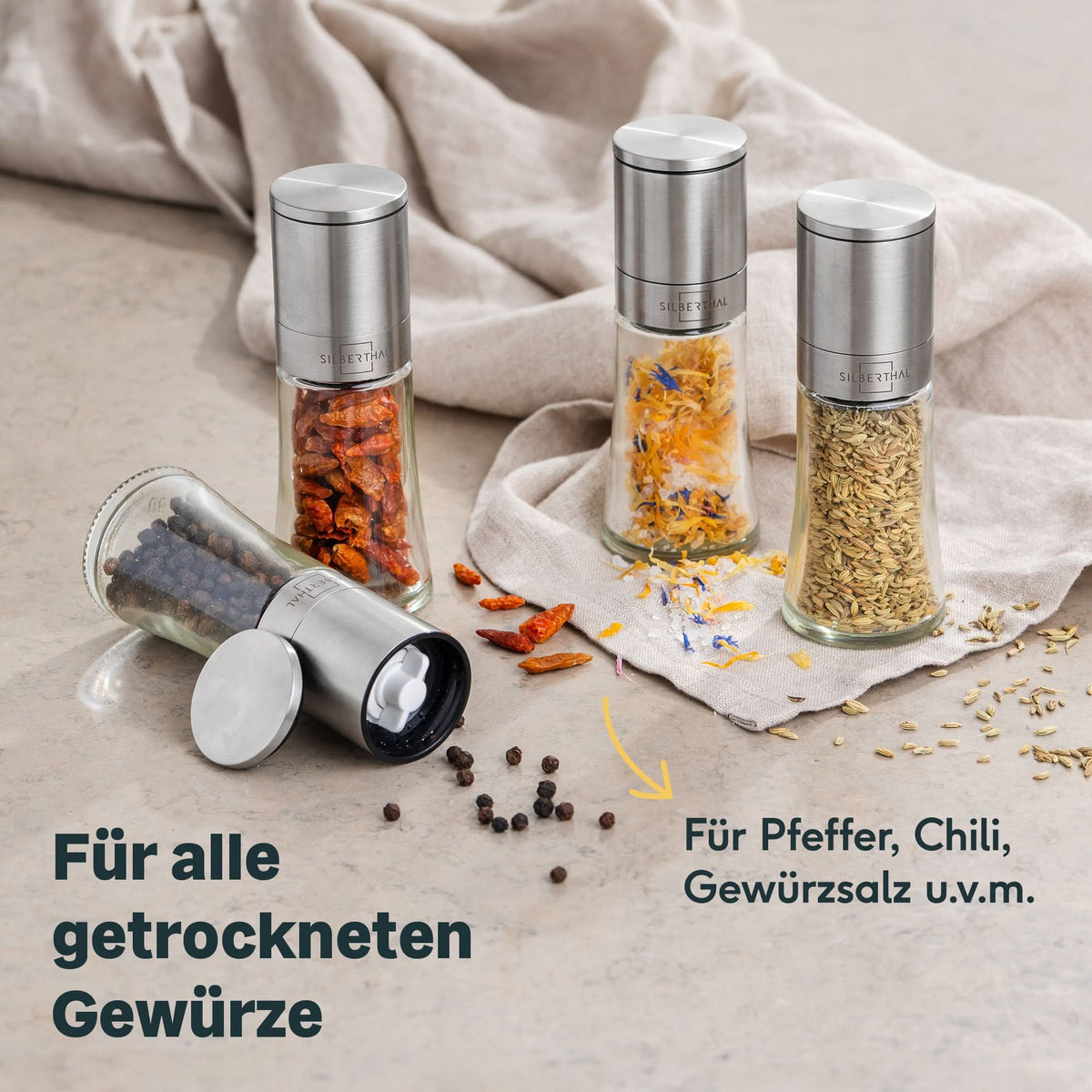 Gewürzmühlen Set mit Keramikmahlwerk