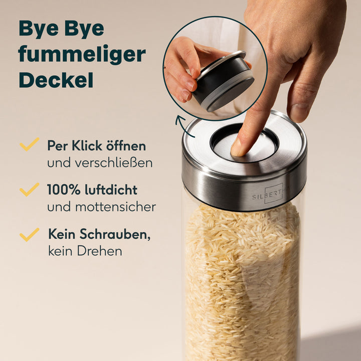 Vorratsglas für 1 kg Mehl oder 500 g Haferflocken