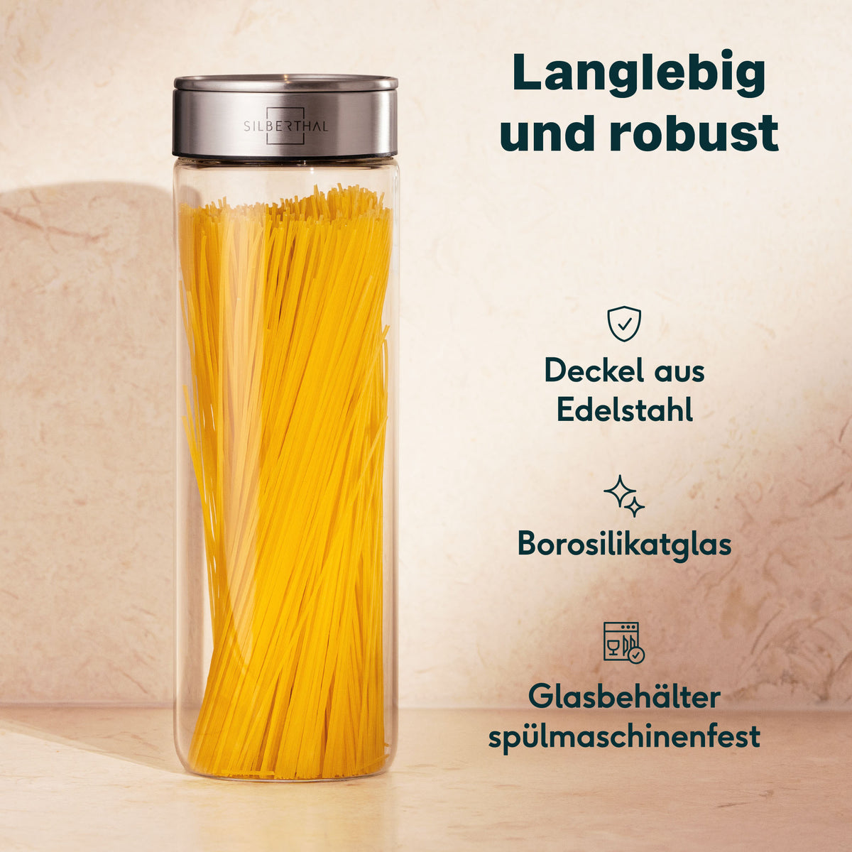 Spaghettiglas 1,7 L - Nudeln ohne Brechen aufbewahren