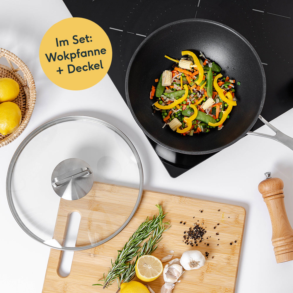 Wokpfanne mit Deckel - Induktion geeignet Wokpfanne mit Deckel - Induktion geeignet