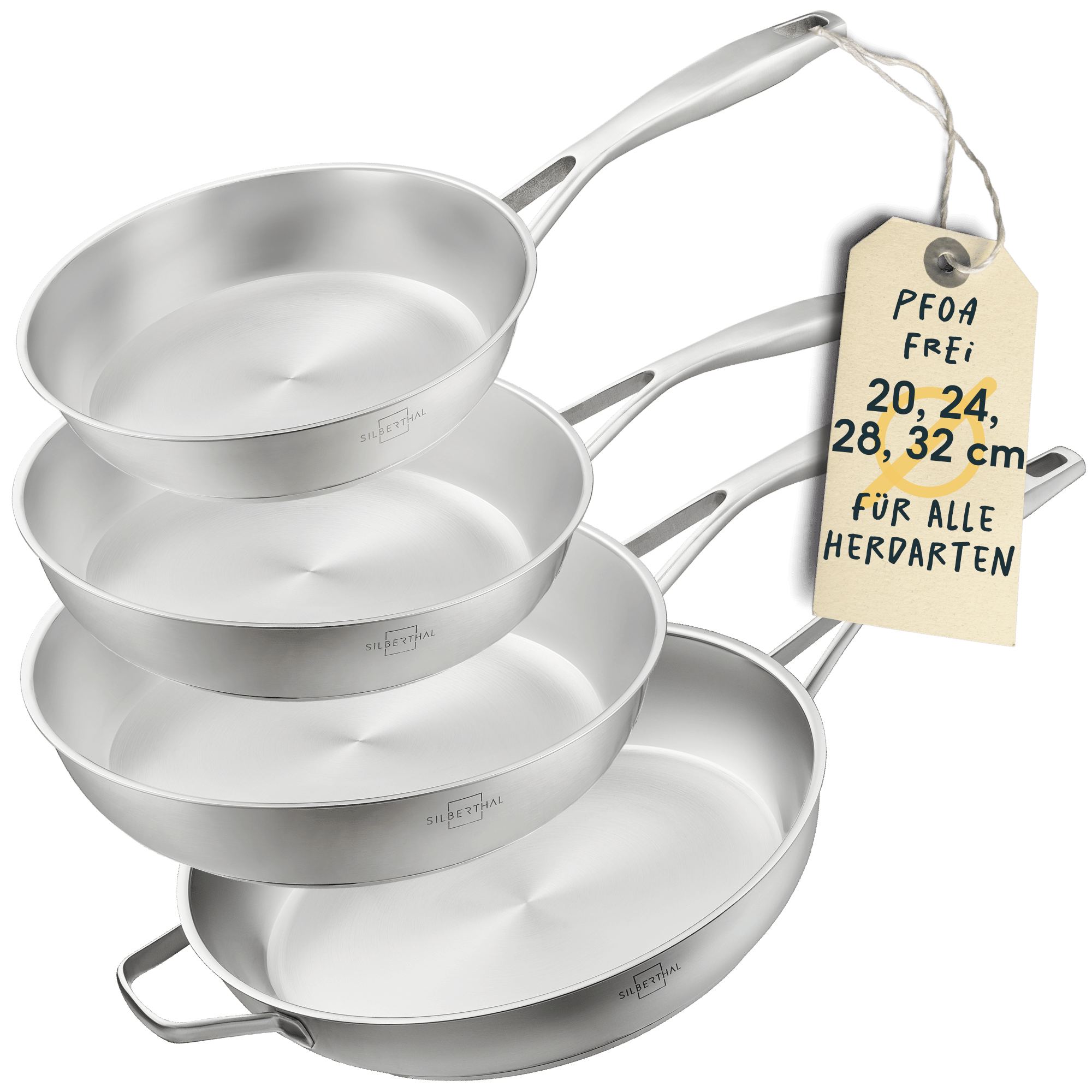 Unbeschichtete Pfannen Set 4 teilig