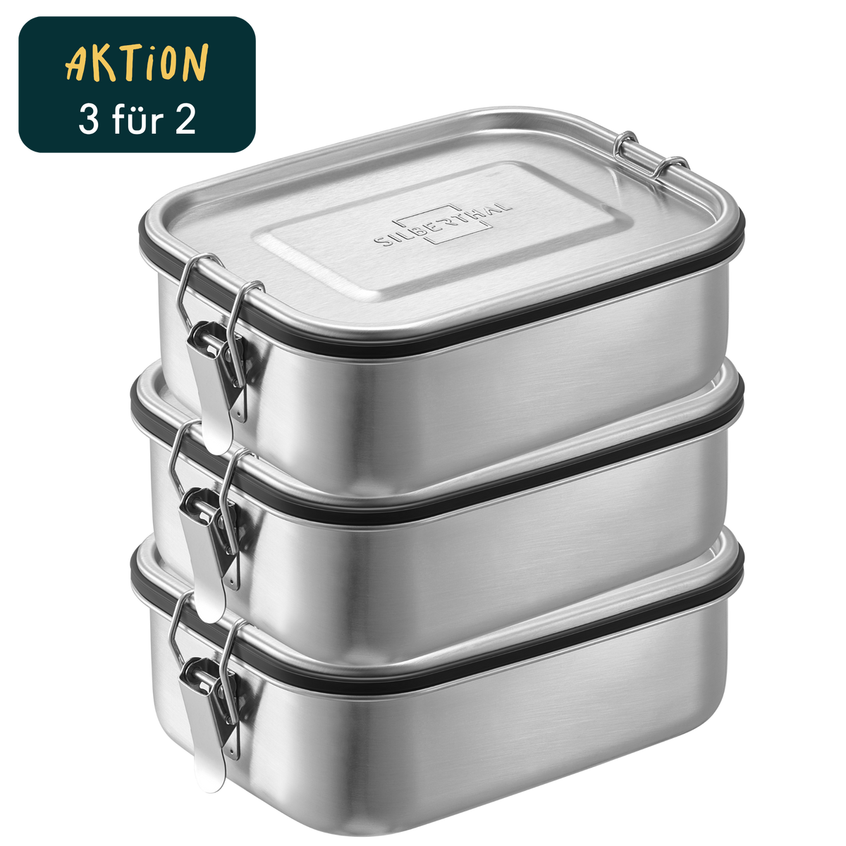 3x Brotdose Edelstahl 1200 ml Set